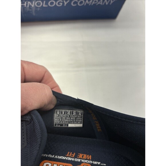 Skechers Slip-ins Men Sz 10 Wide Vegan Navy Air Cooled Memory Foam New in Box - Picture 6 of 11
